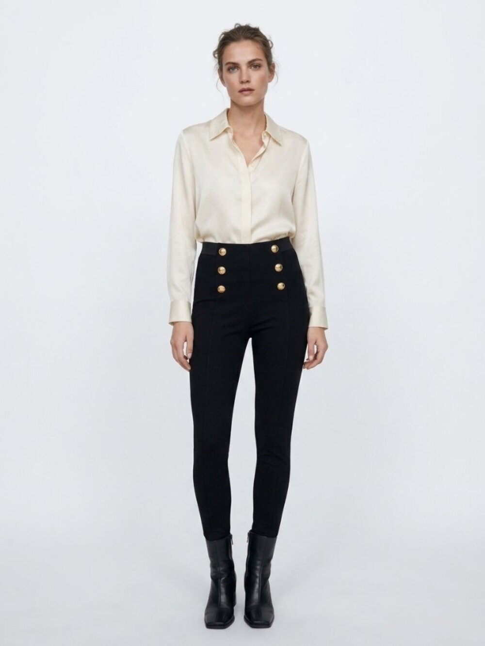 Zara Gold Button High Rise Pants - Picture 2 of 7
